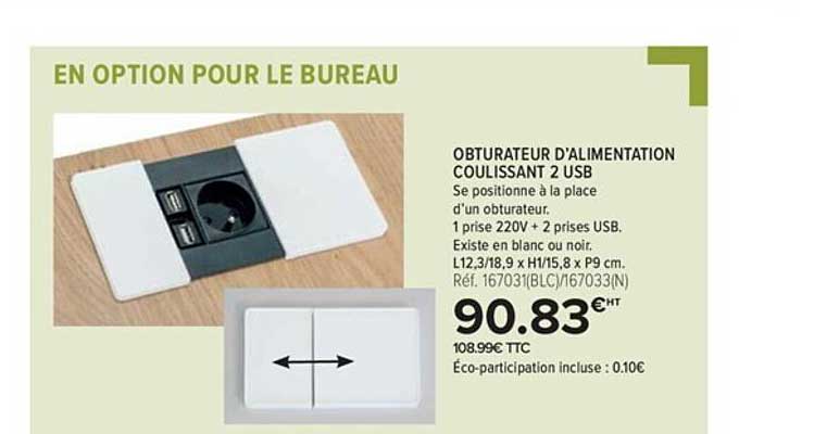 obturateur d'alimentation coulissant 2 usb