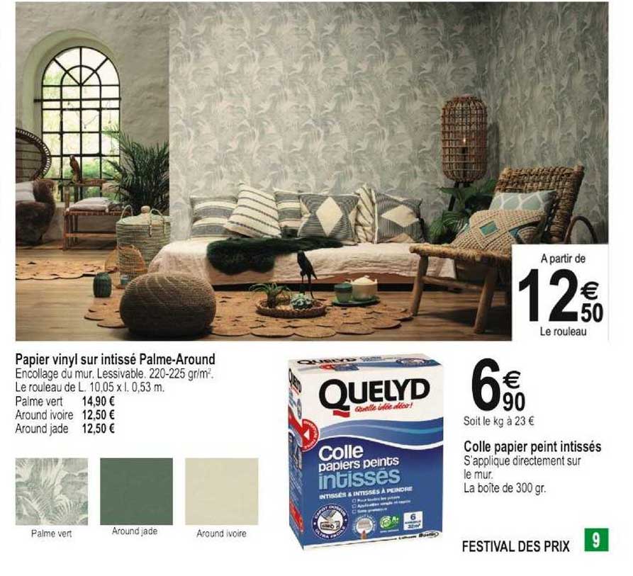 papier vinyl sur intissé palme-around, colle papier peint intissés