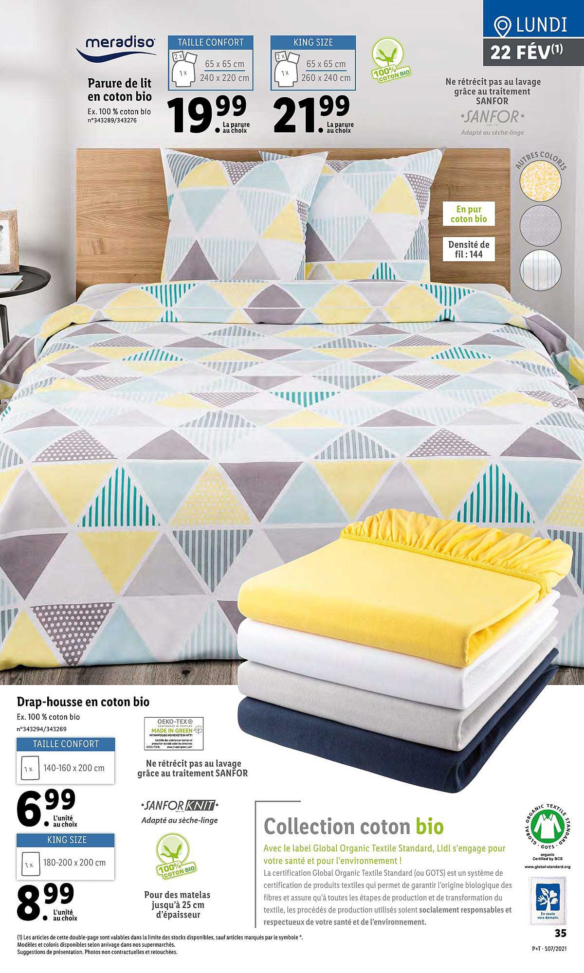 parure de lit en coton bio meradiso, drap housse en coton bio