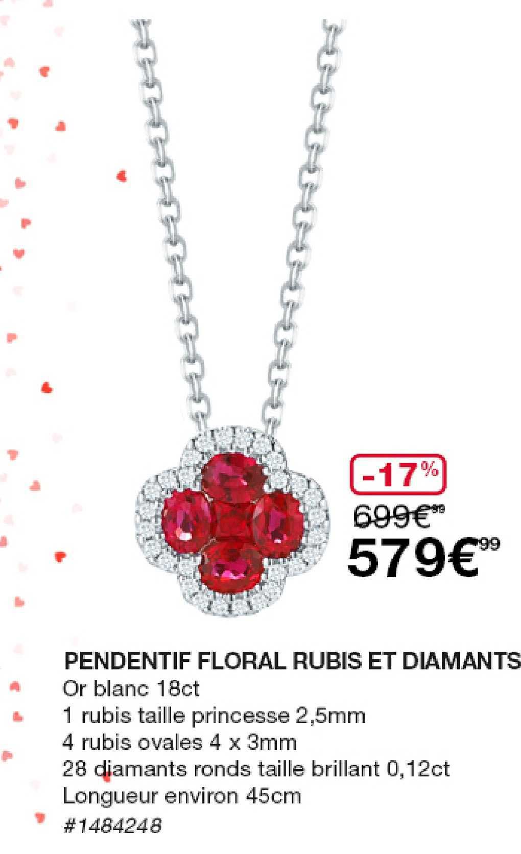 Pendentif Floral Rubis Et Diamants