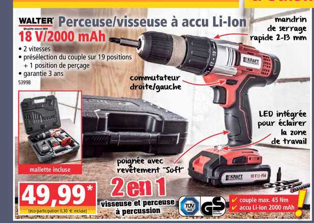 Perceuse Visseuse à Accu Li-lion Walter