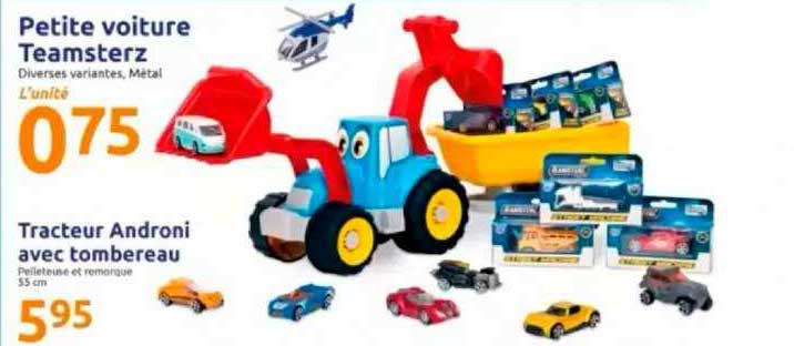 petite voiture teamsterz, tracteur androni avec tombereau