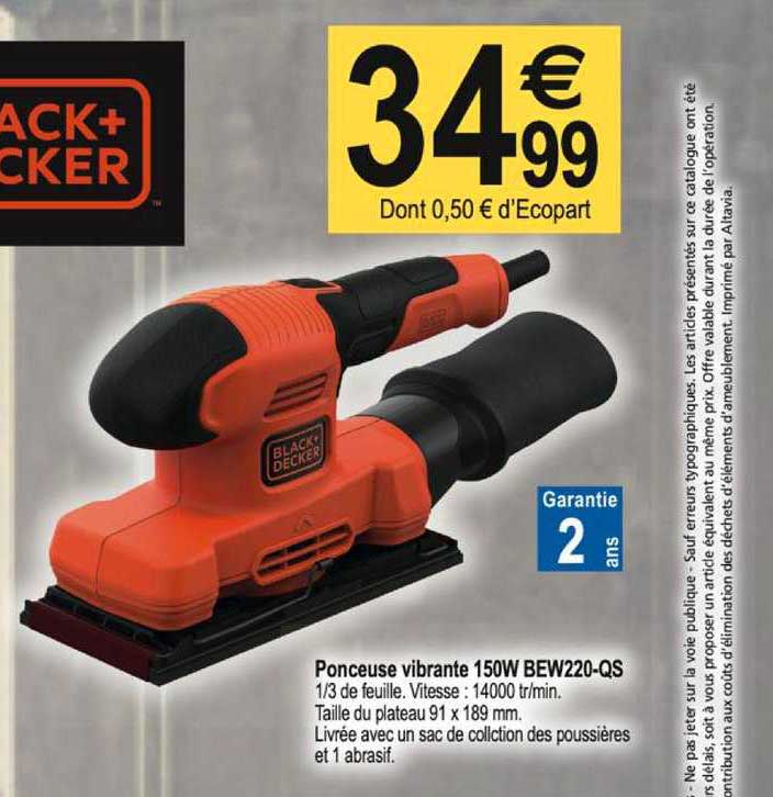 ponceuse vibrante 150w bew220-qs black&decker