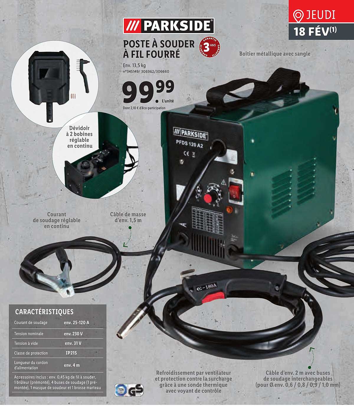 poste à souder à fil fourré parkside