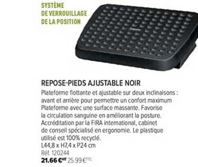 repose pieds ajustable noir