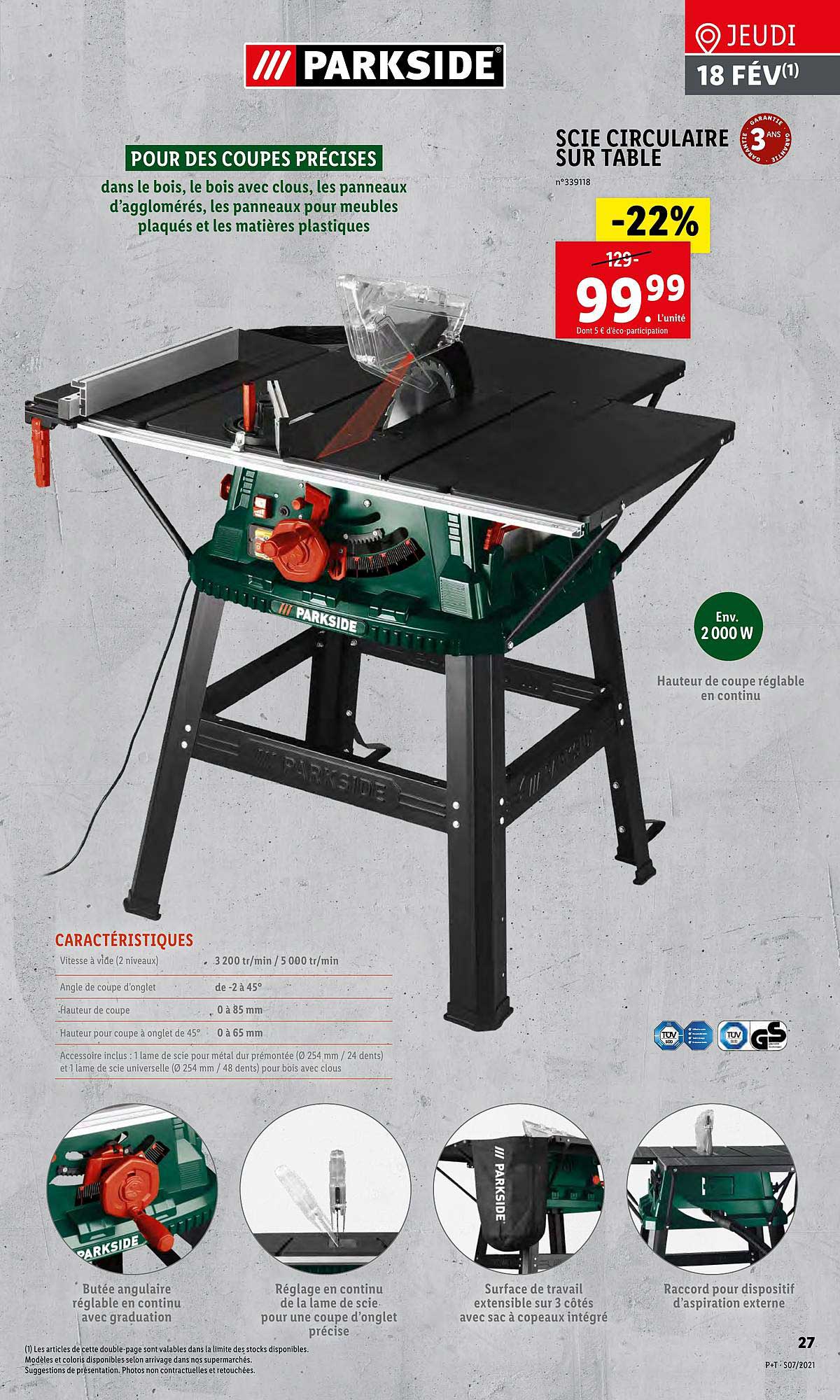 Scie Circulaire Sur Table Parkside