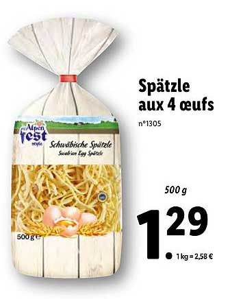 Spätzle Aux 4 Oeufs Alpen Fest Style