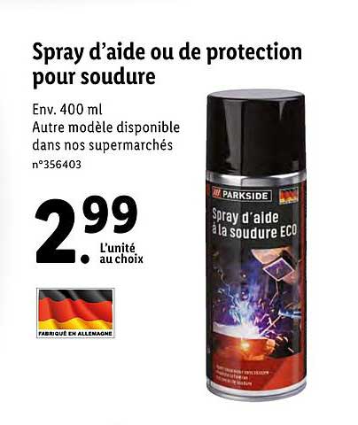 spray d'aide ou de protection pour soudure parkside