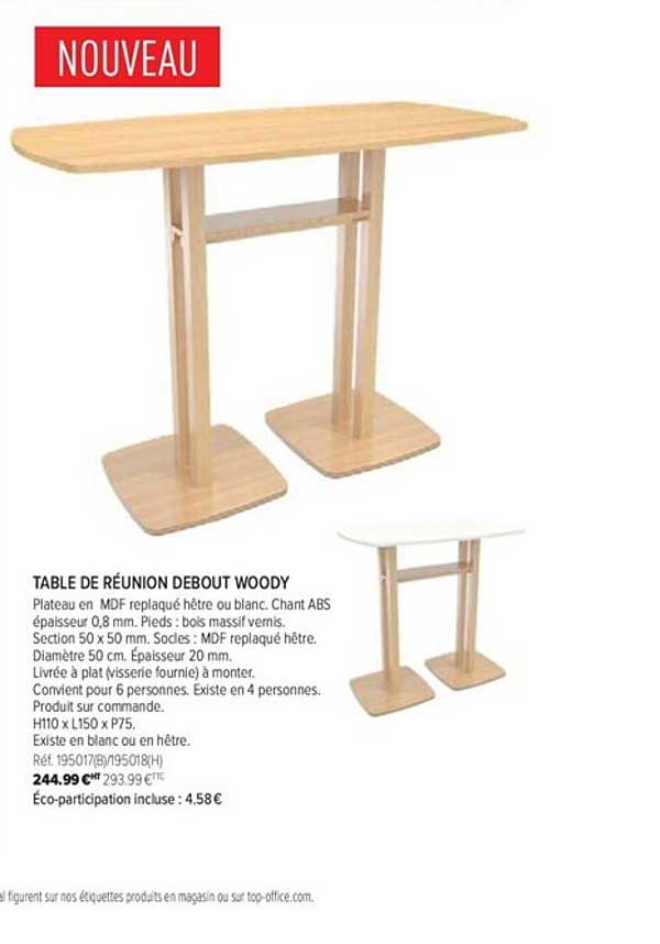 table de réunion debout woody