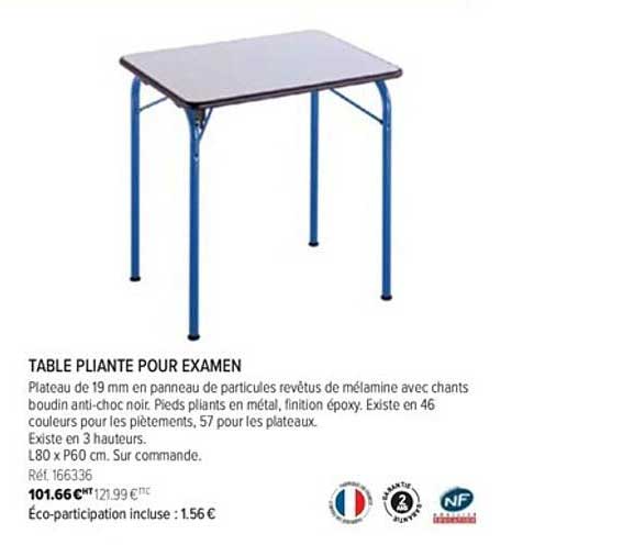 table pliante pour examen
