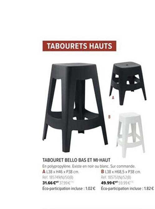 tabouret bello bas et mi haut