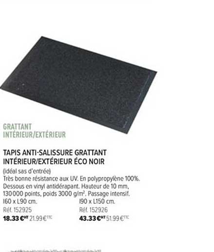 tapis anti salissure grattant intérieur extérieur éco noir