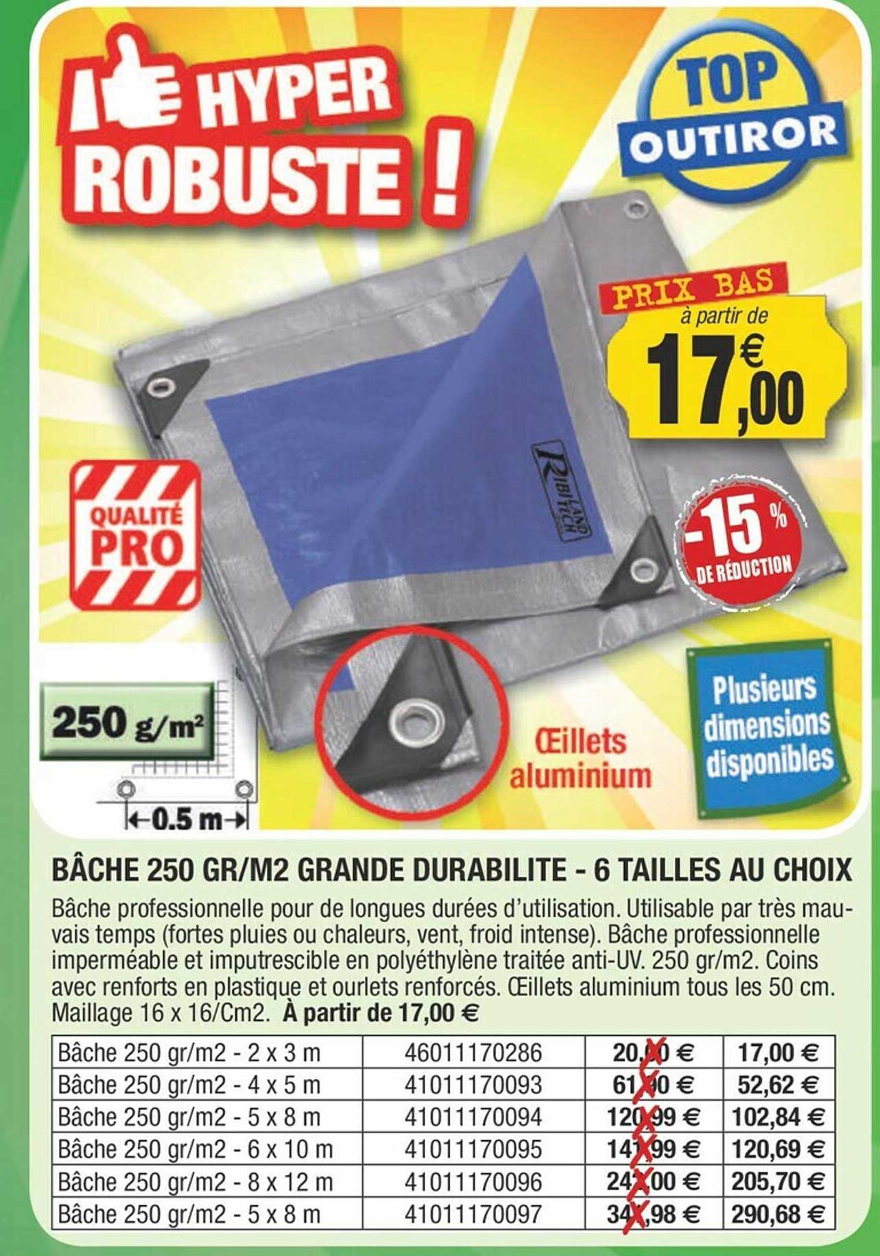 Bâche 250 Gr-m² Grande Durabilité - 6 Tailles Au Choix