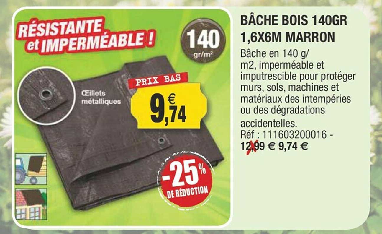 Bâche Bois 140gr 1,6 X 6m Marron
