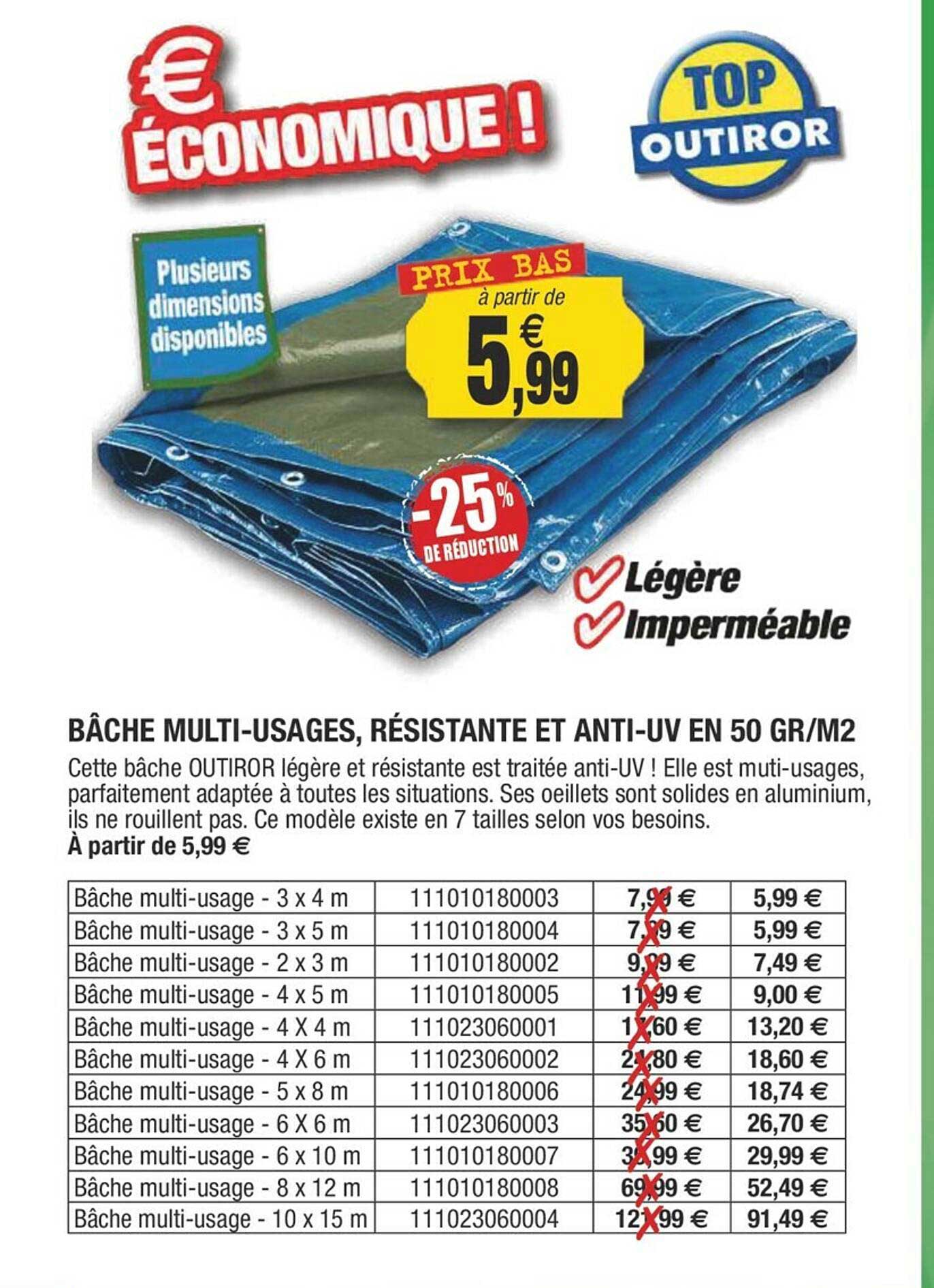 bâche multi-usages, résistante et anti-uv en 50 gr-m²