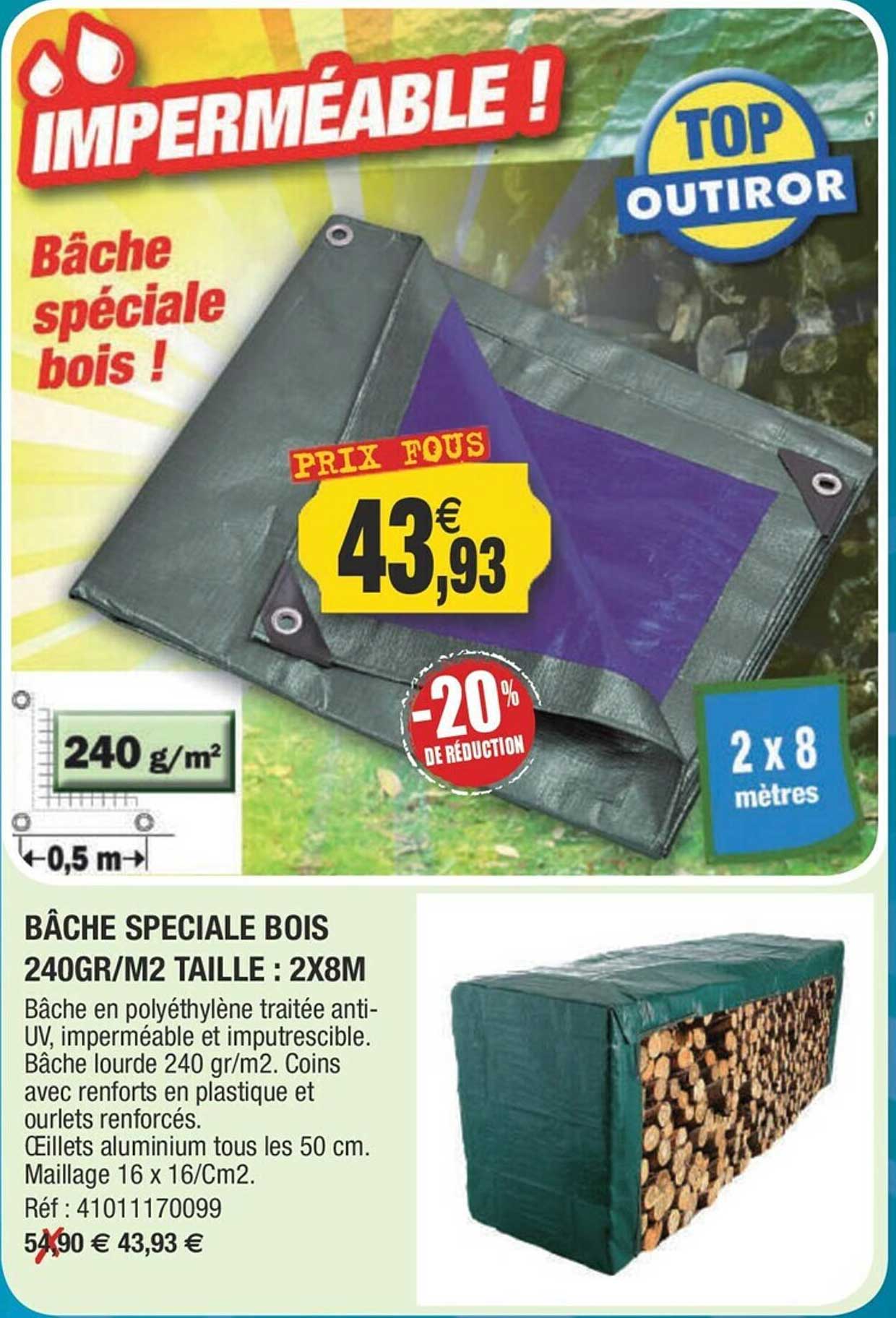 Bâche Spéciale Bois 240gr-m² Taille : 2x8m