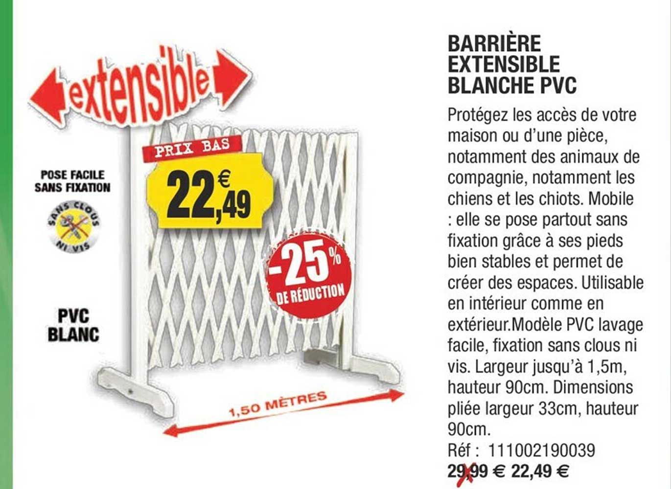 Barrière Extensible Blanche Pvc