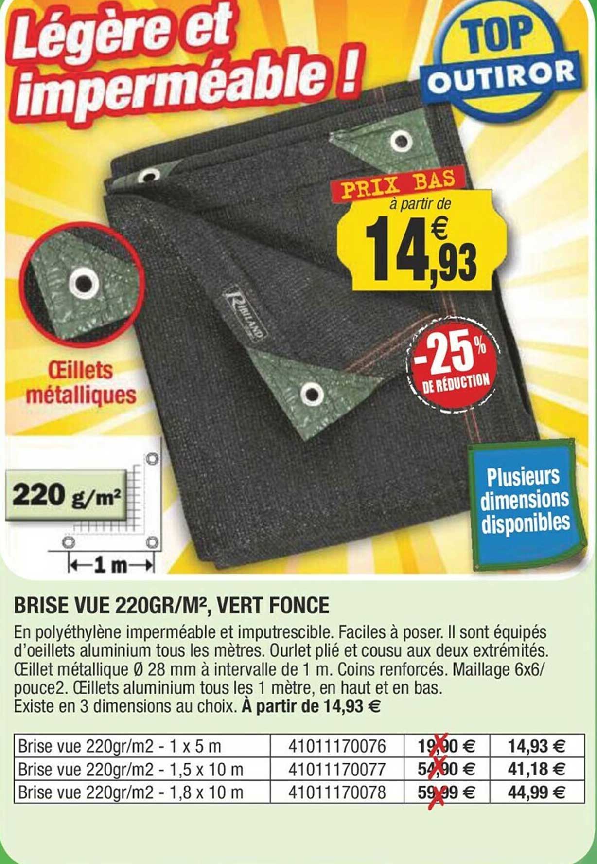 brise vue 220gr-m², vert foncé