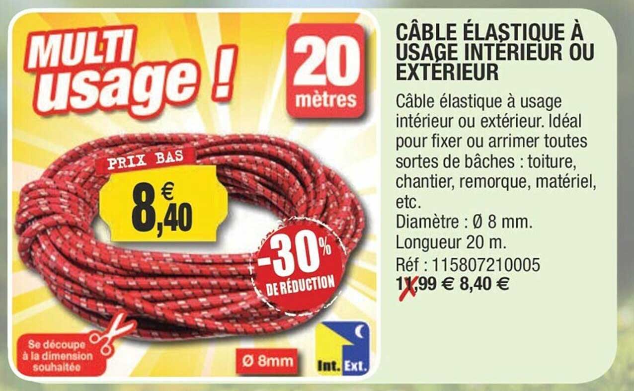 câble élastique à usage intérieur ou extérieur