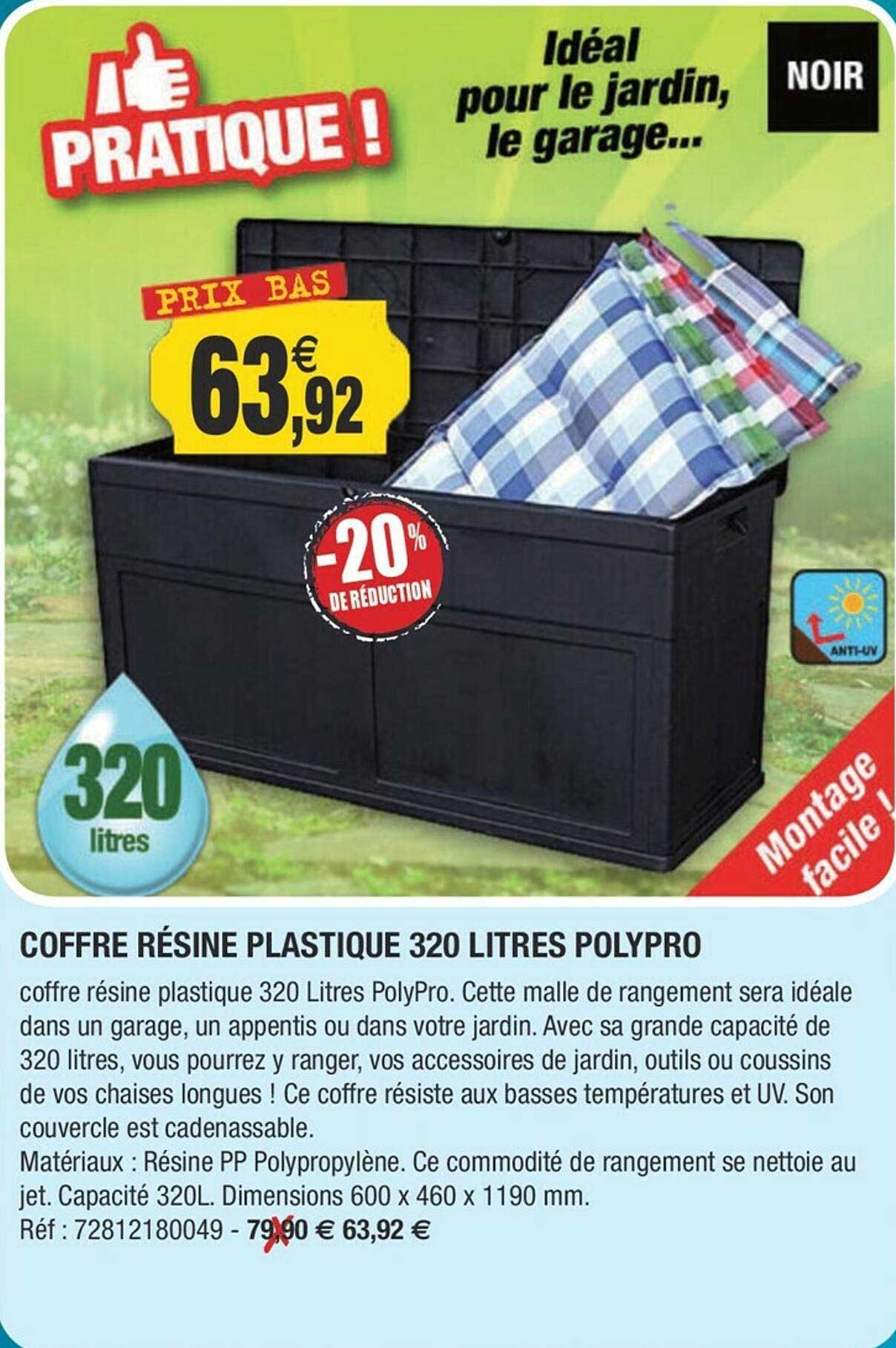 Coffre Résine Plastique 320 Litres Polypro