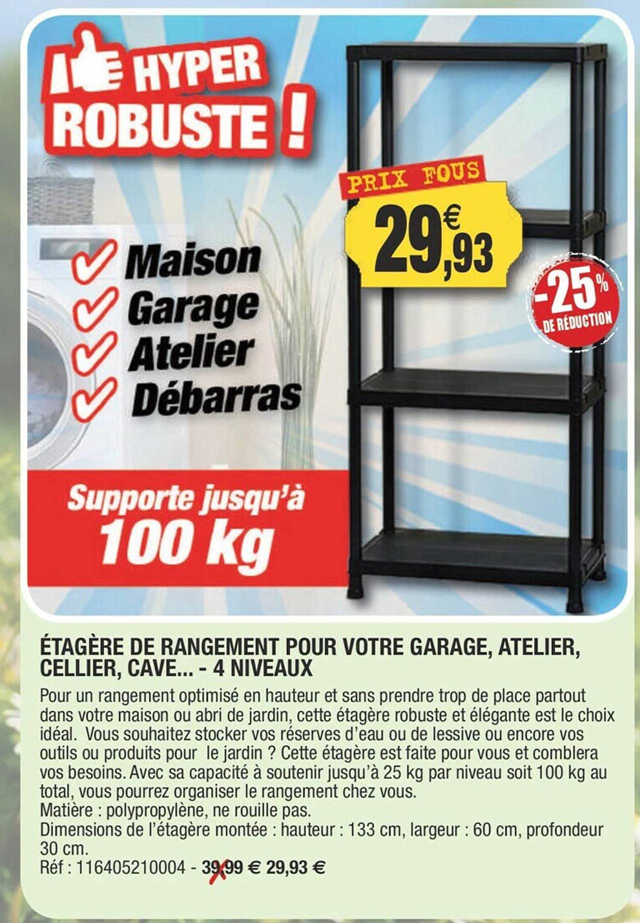 étagère de rangement pour votre garage, atelier, cellier, cave... - 4 niveaux