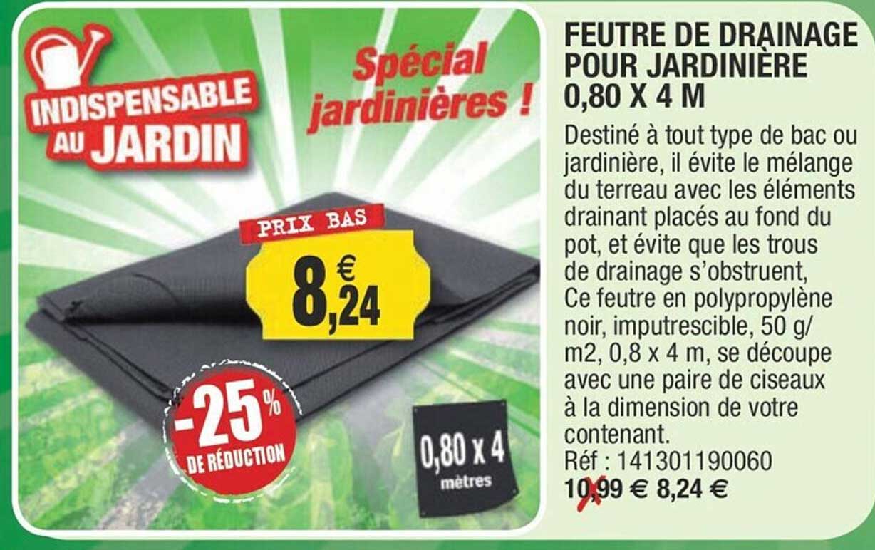 feutre de drainage por jardinière 0,80 x 4 m