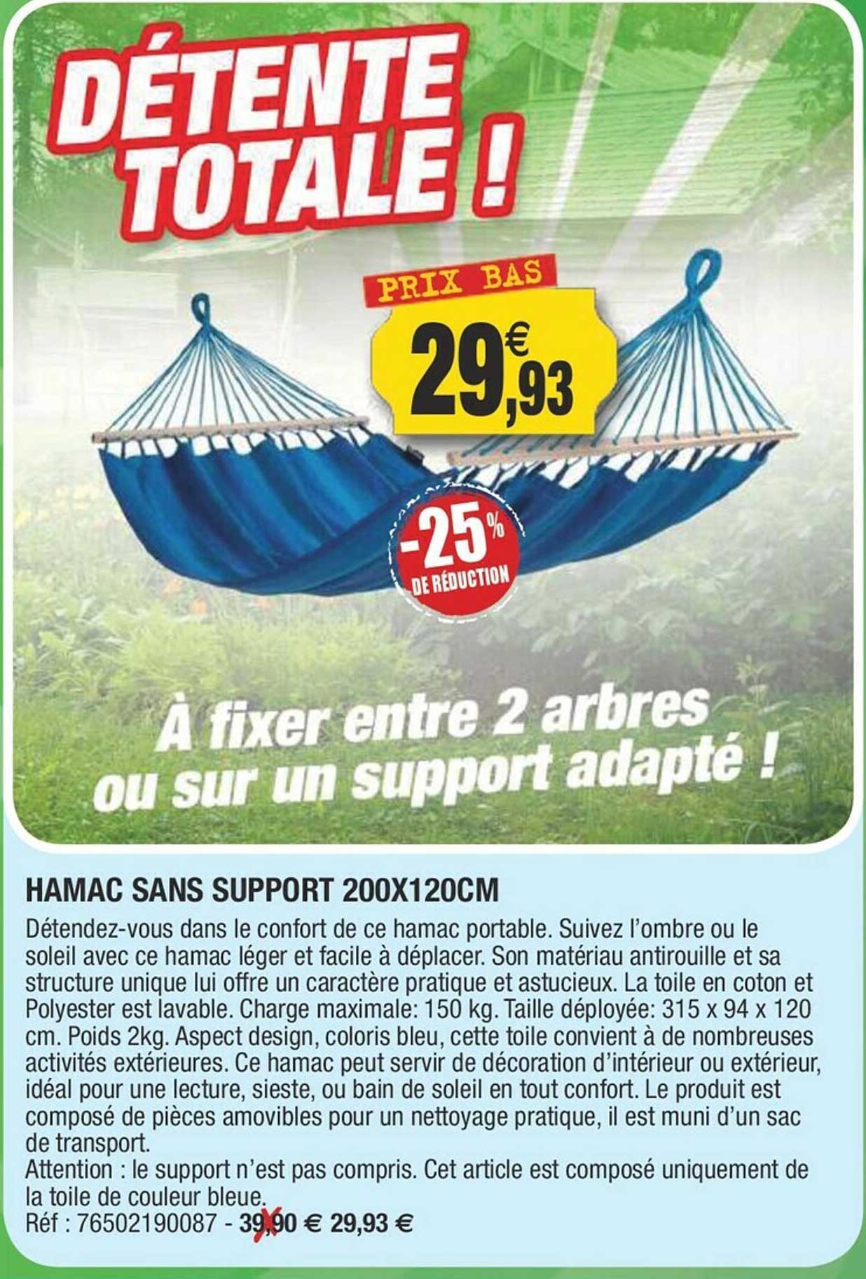 Hamac Sans Support 200 X 120 Cm