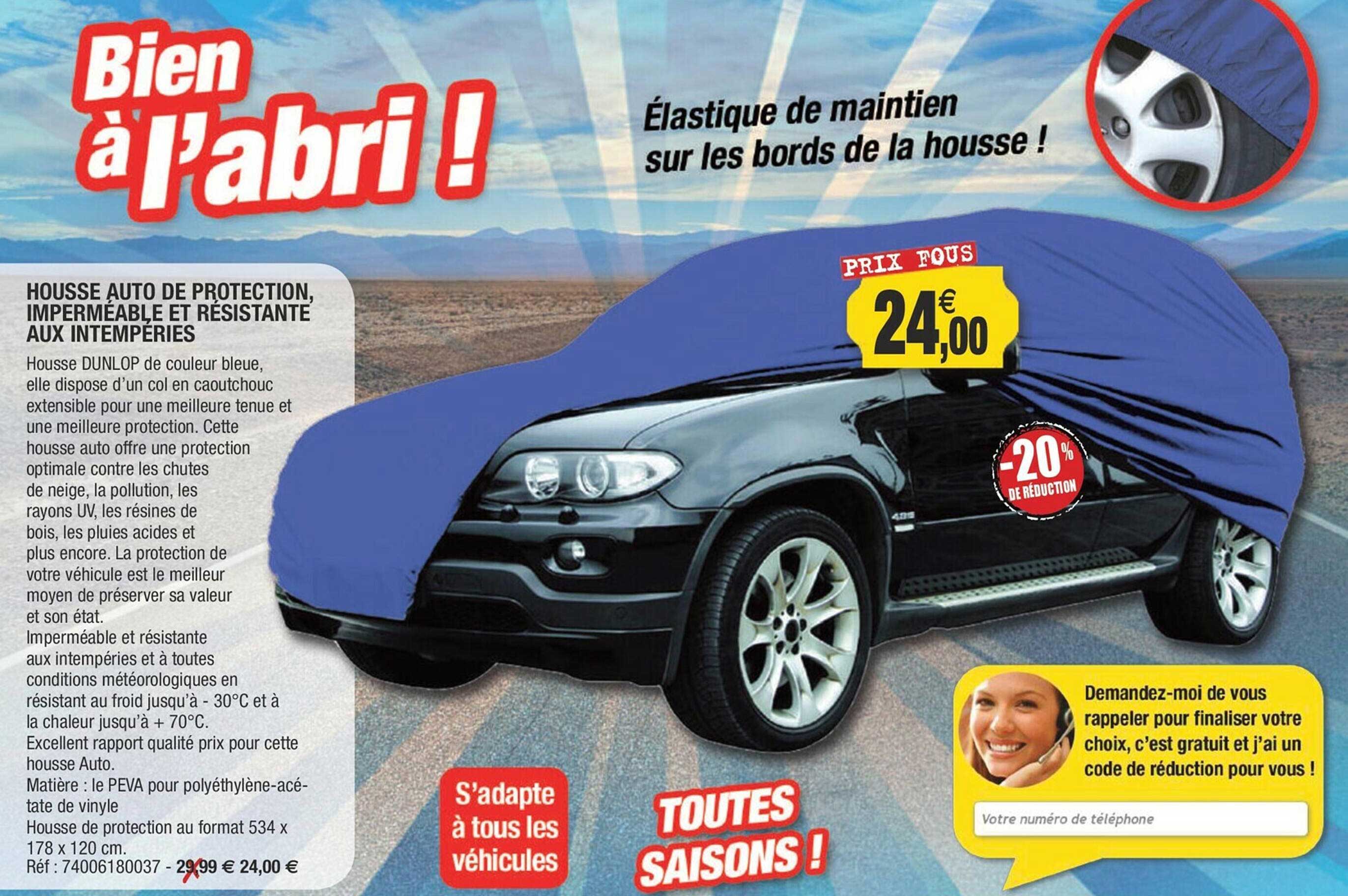 housse auto de protection, imperméable et résistante aux intempéries
