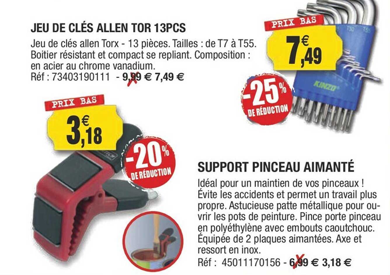 jeu de clés allen tor 13pcs, support pinceau aimanté