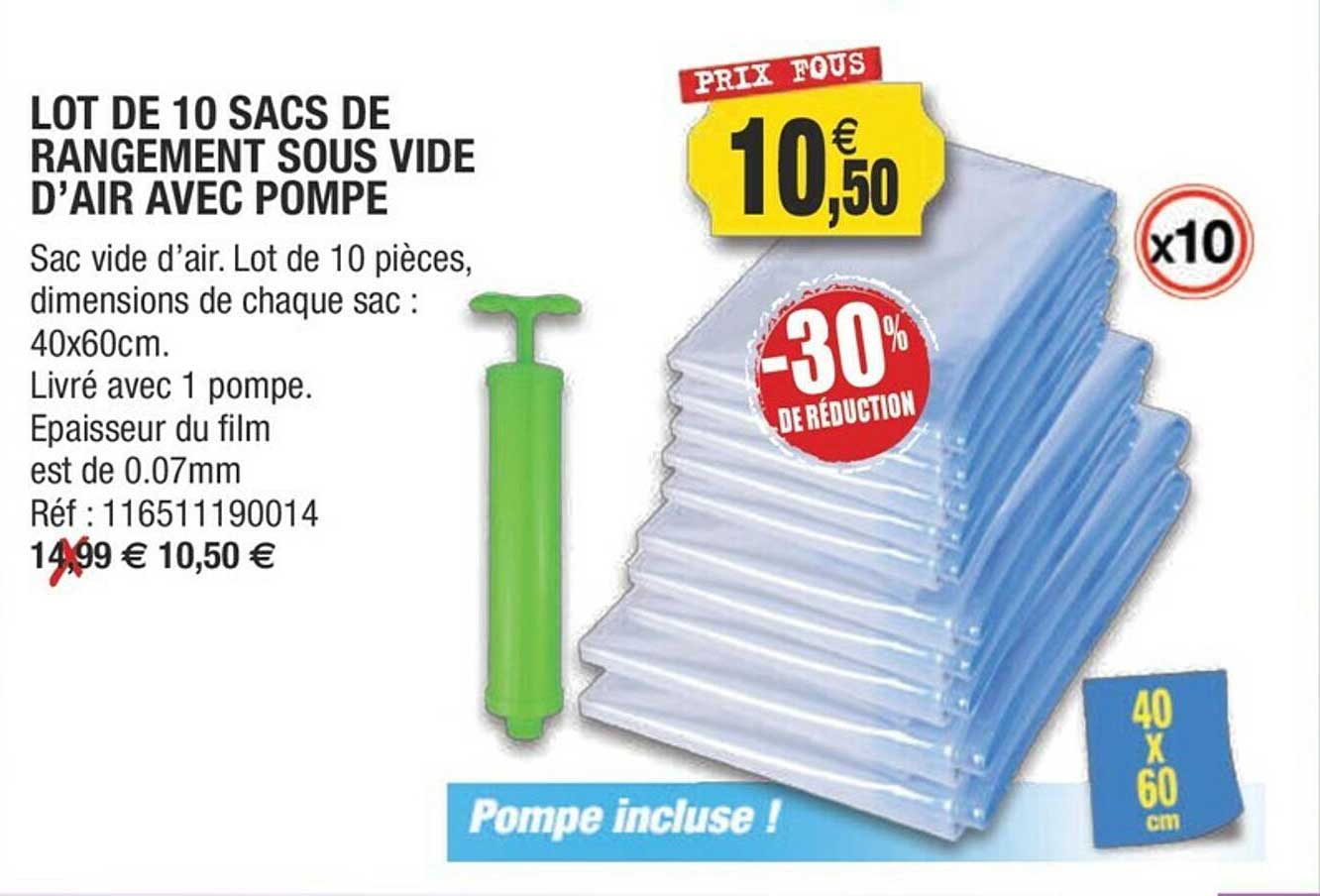 lot de 10 sacs de rangement sous vide d'air avec pompe