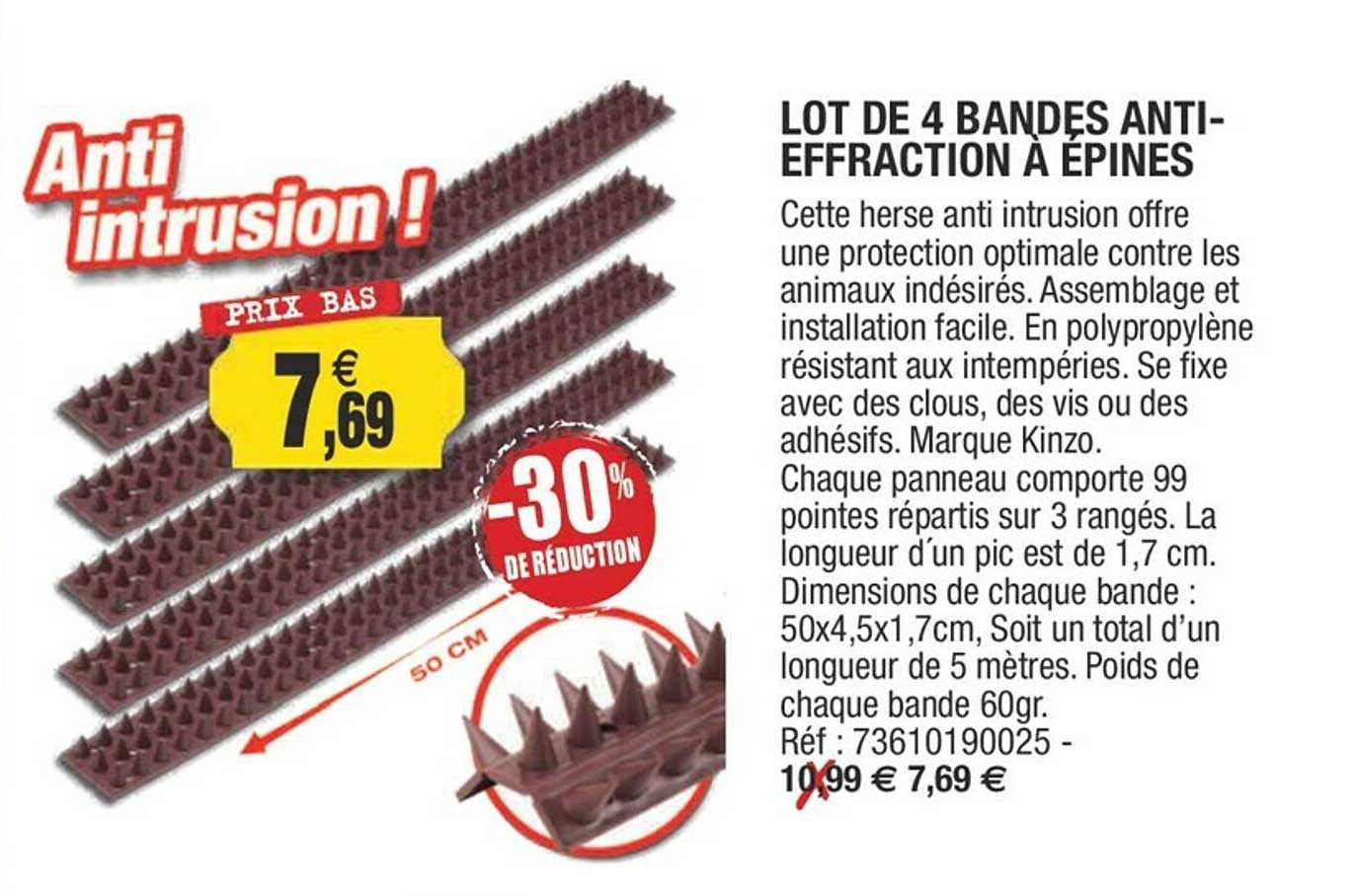 lot de 4 bandes anti-effraction à épines