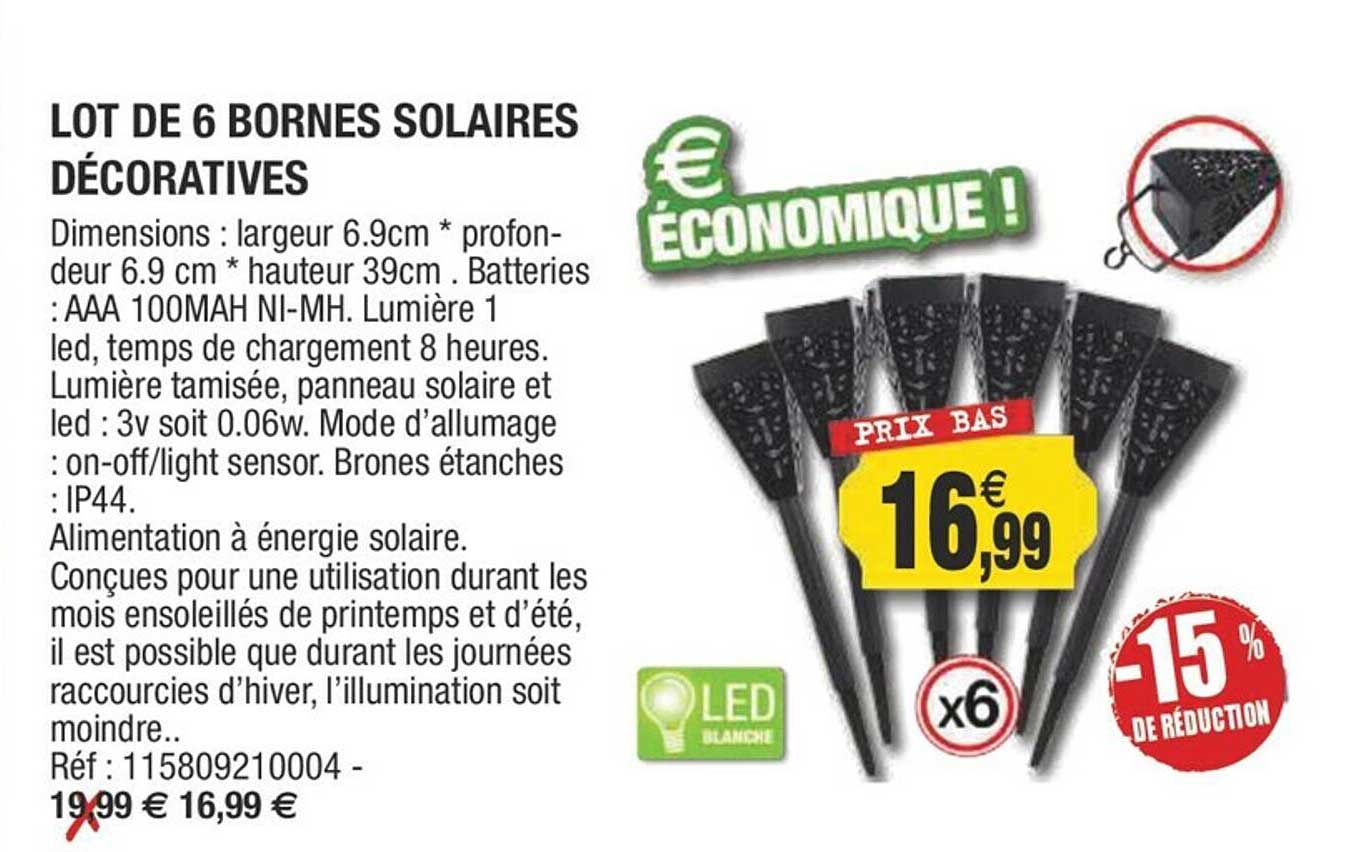 lot de 6 bornes solaires décoratives