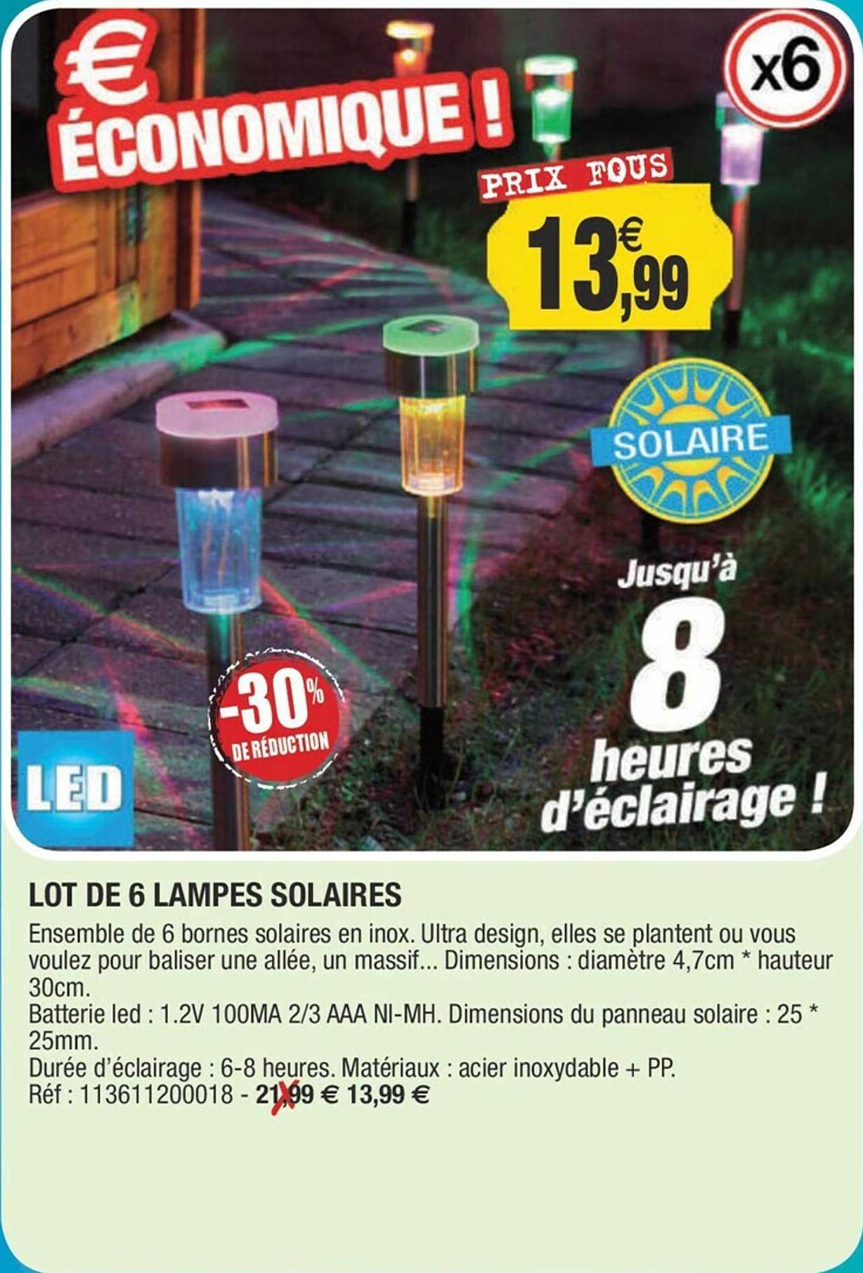 lot de 6 lampes solaires