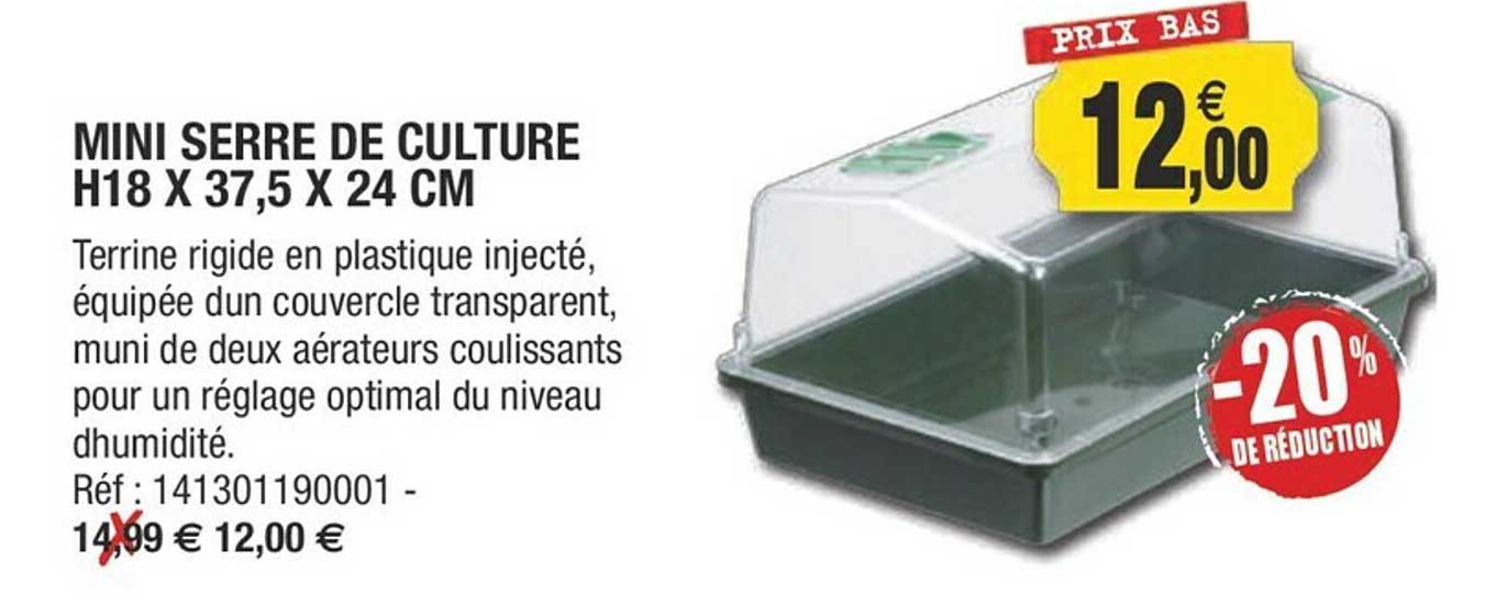 mini serre de culture h18 x 37,5 x 24 cm