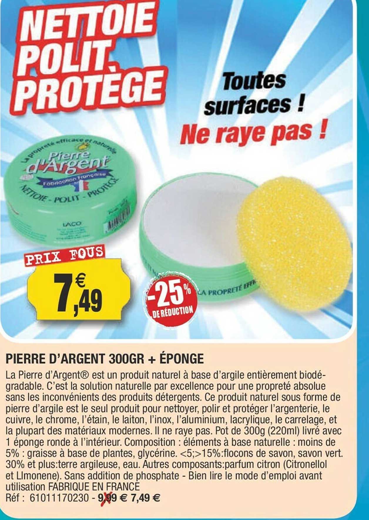 pierre d'argent 300gr + éponge