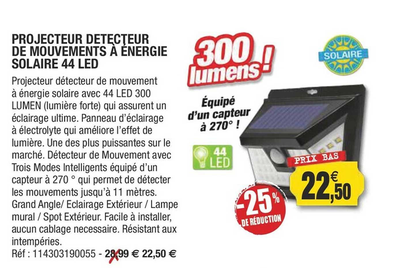 Projecteur Détecteur De Mouvements à énergie Solaire 44 Led