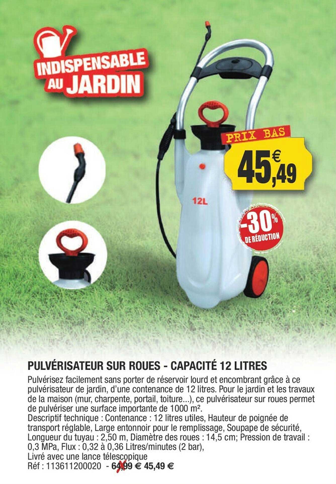pulvérisateur sur roues - capacité 12 litres
