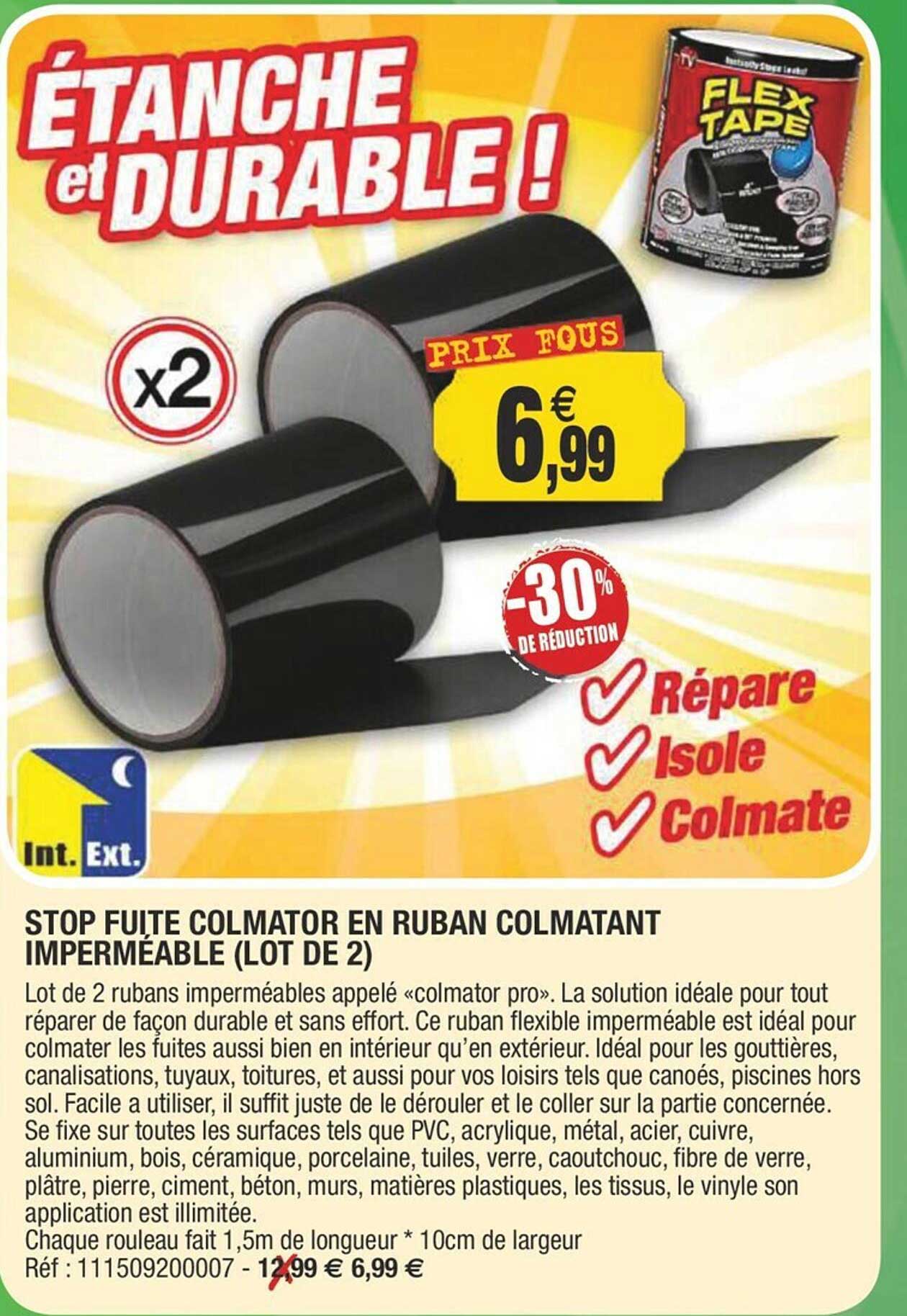 stop fuite colmator en ruban colmatant imperméable (lot de 2)