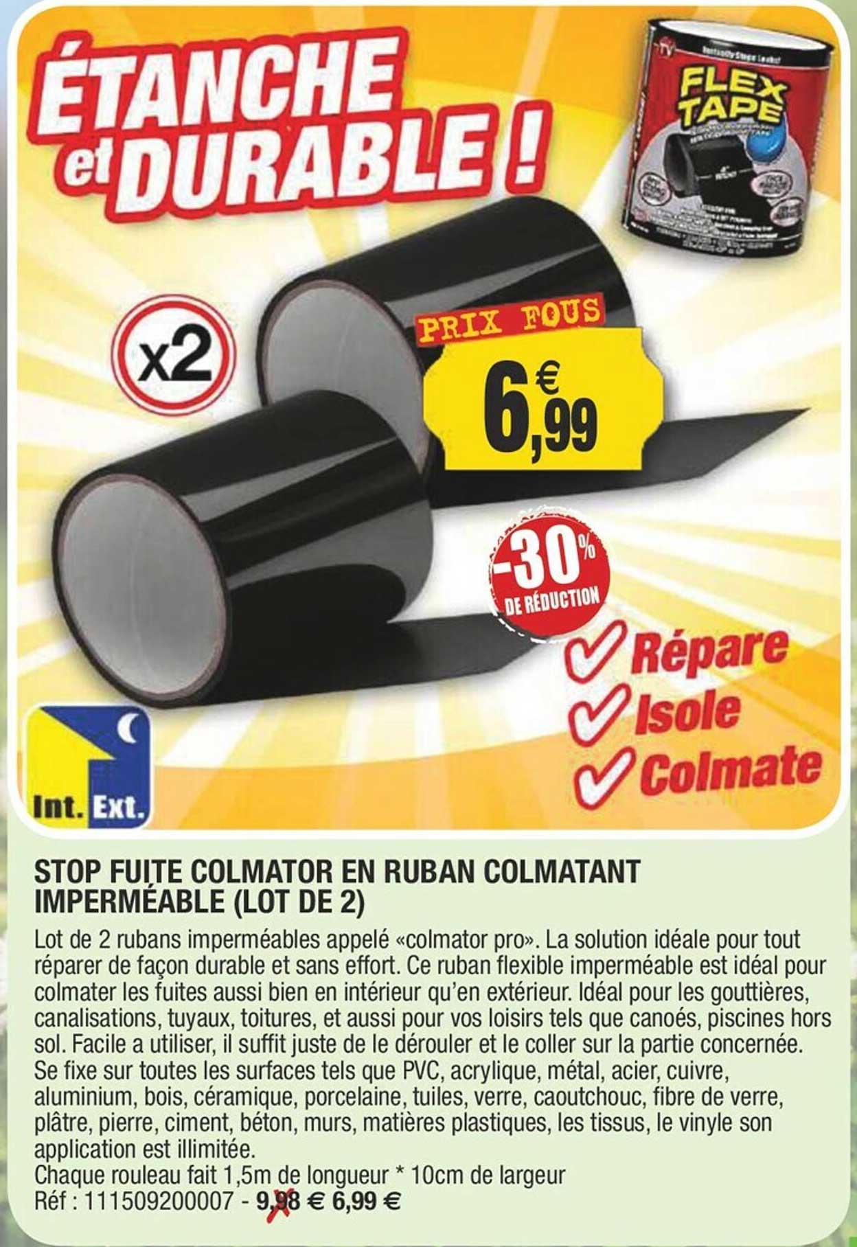 stop fuite colmator en ruban colmatant imperméable (lot de 2)
