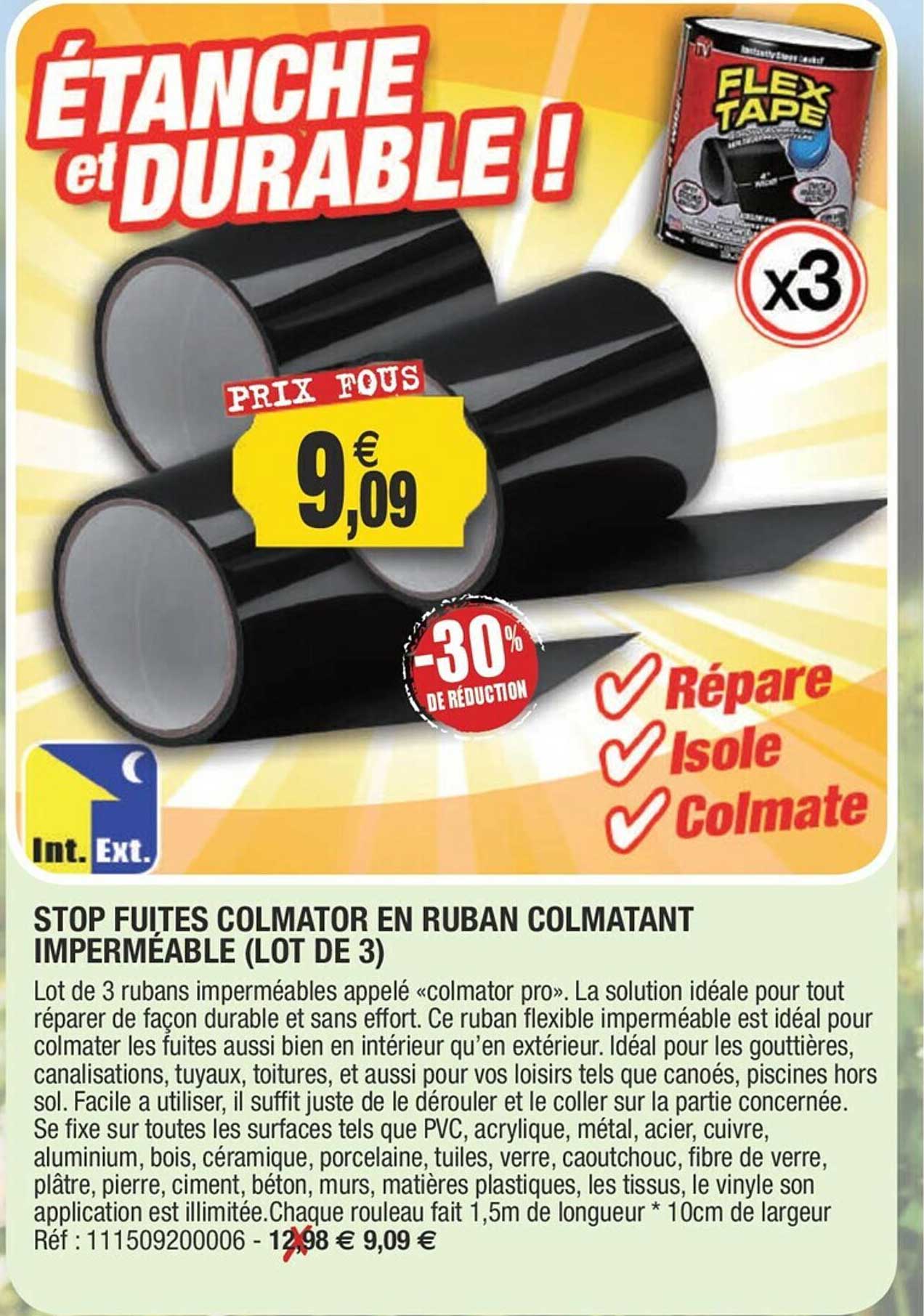 stop fuites colmator en ruban colmatant imperméable (lot de 3)