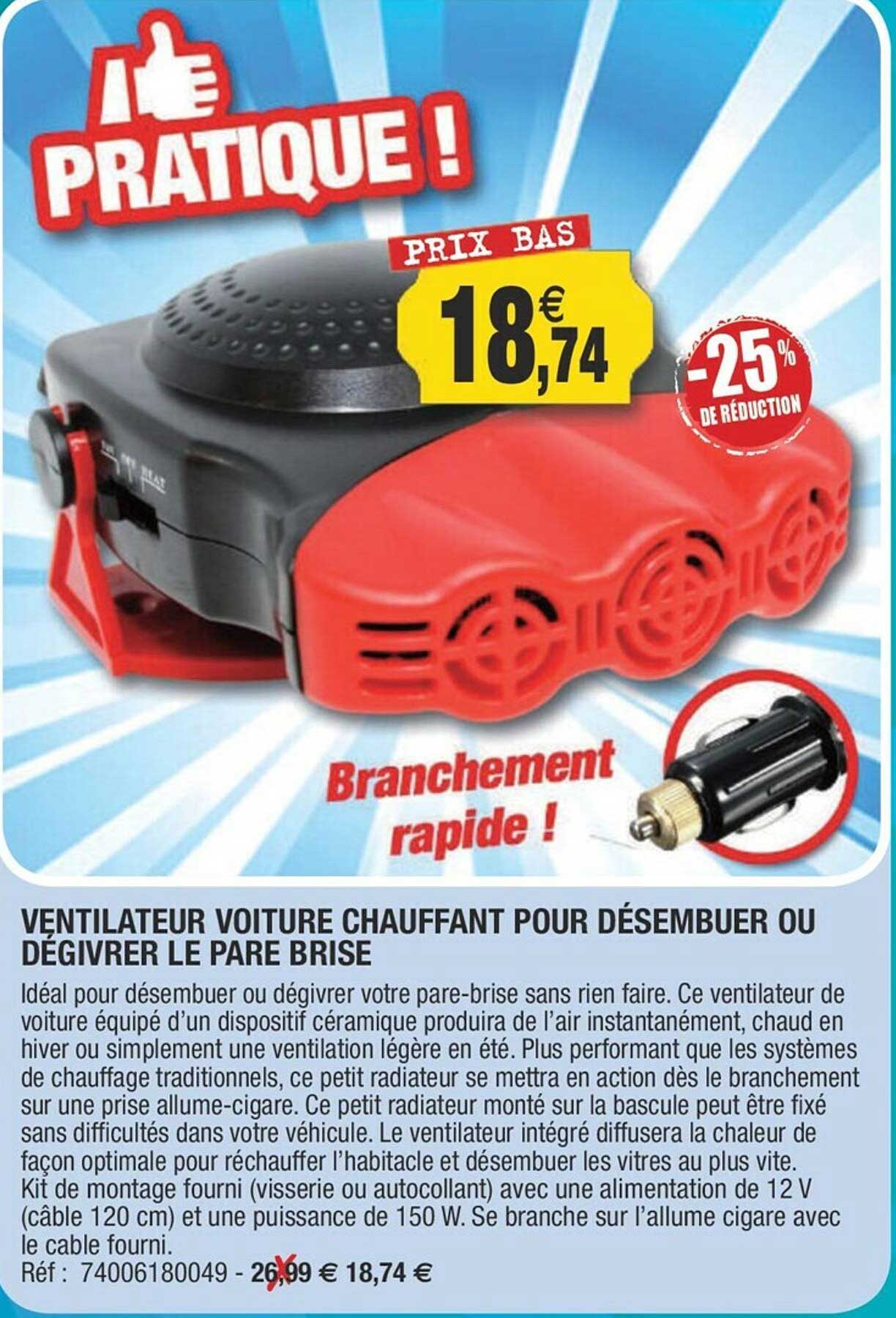 Ventilateur Voiture Chauffant Pour Désembuer Ou Dégivrer Le Pare Brise