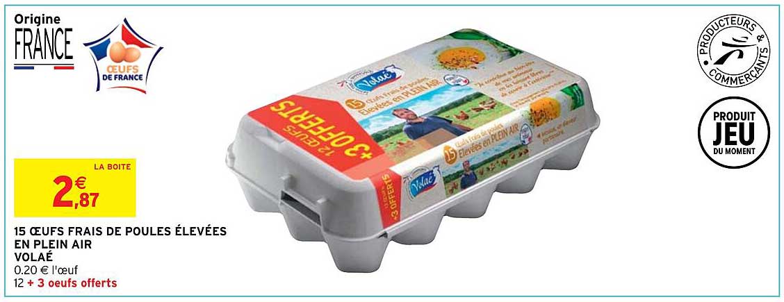 15 oeufs frais de poules élevées en plein air volaé