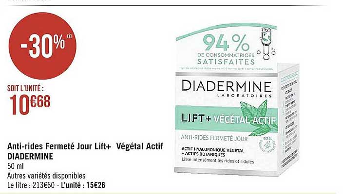 anti-rides fermeté jour lift+ végétal actif diadermine