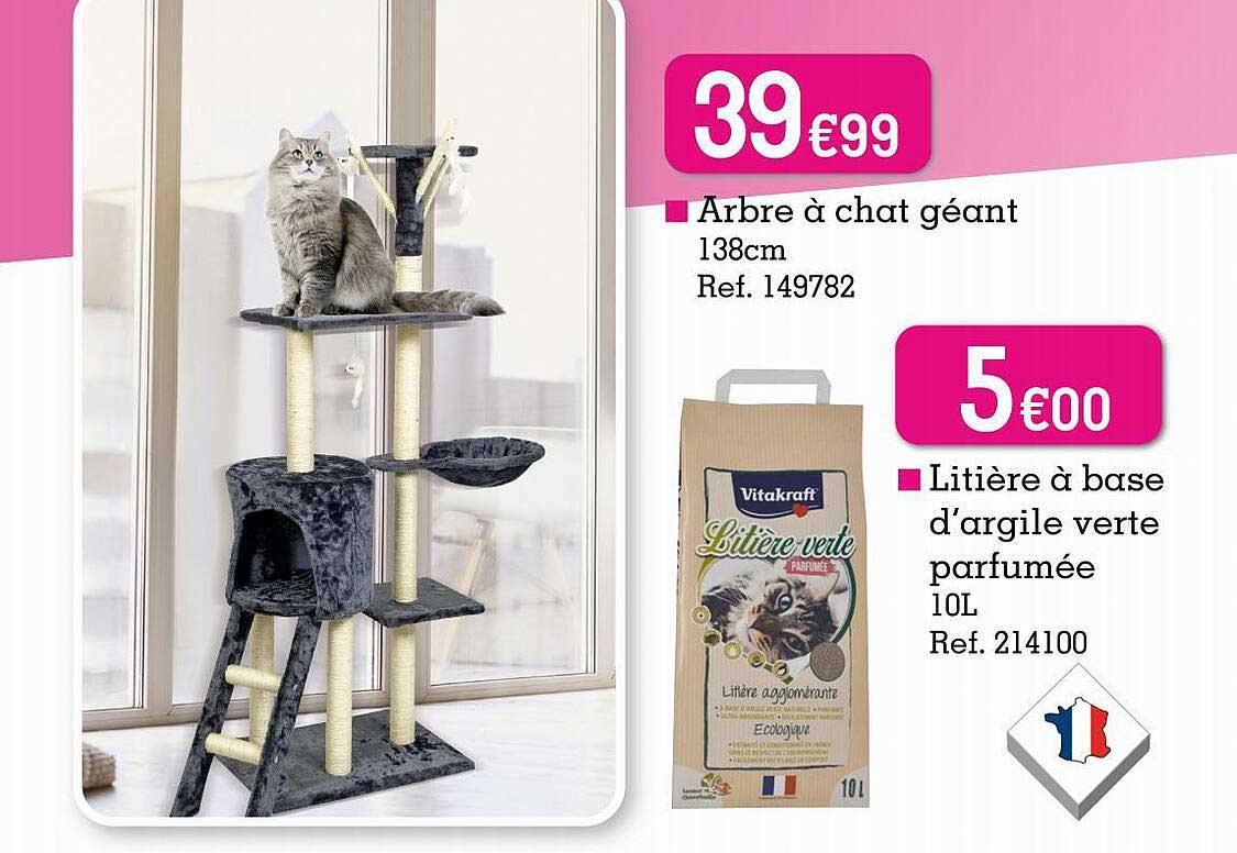 arbre à chat géant, litière à base d'argile verte parfumée