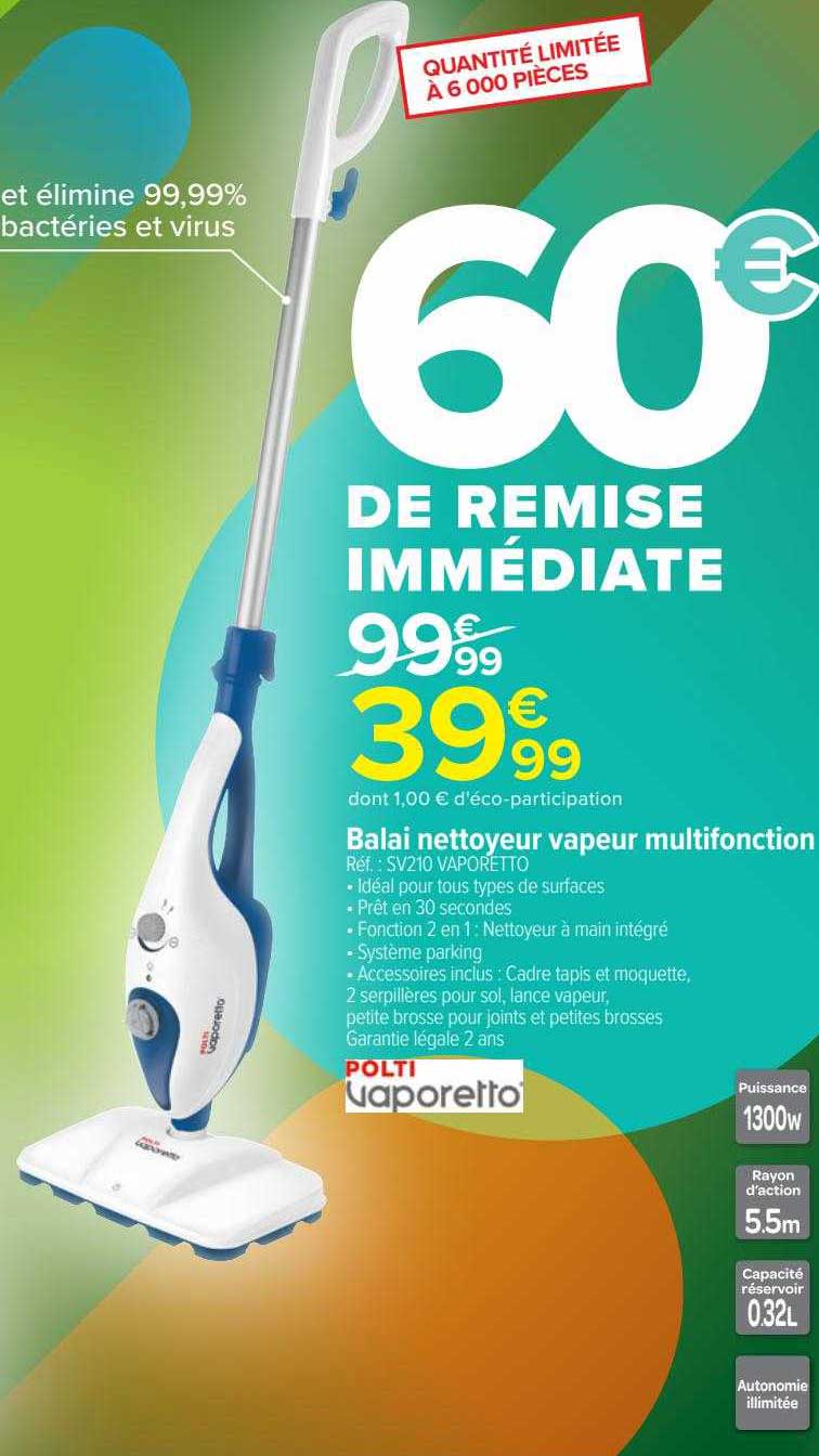 balai nettoyeur vapeur multifonction polti vaporetto