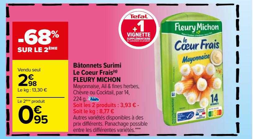 bâtonnets surimi le cœur frais fleury michon