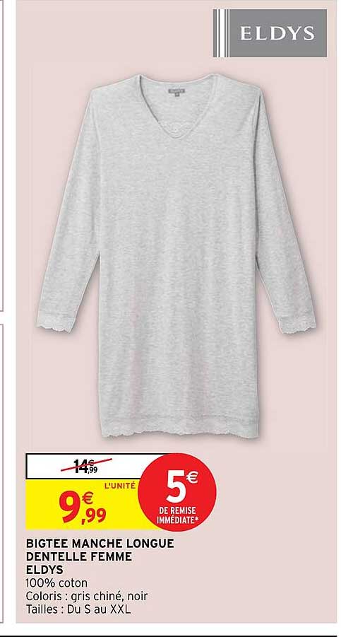 bigtee manche longue dentelle femme eldys