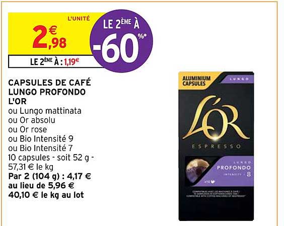 Capsules De Café Lungo Profondo L'or