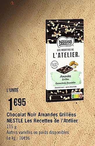 chocolat noir amandes grillées nestlé les recettes de l'atelier