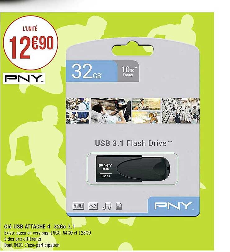clé usb attache 4 32go 3.1 pny